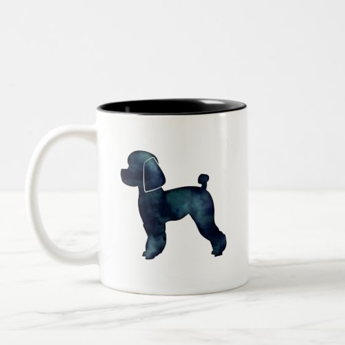 Toy Poodle Black Watercolor Silhouette Two_Tone Coffee Mug