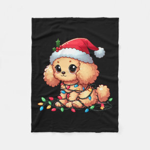 Toy Poodle Christmas Lights Dog Funny Xmas Fleece Blanket