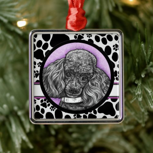 Toy Poodle dog art by Glenda Harlan Metal Ornament