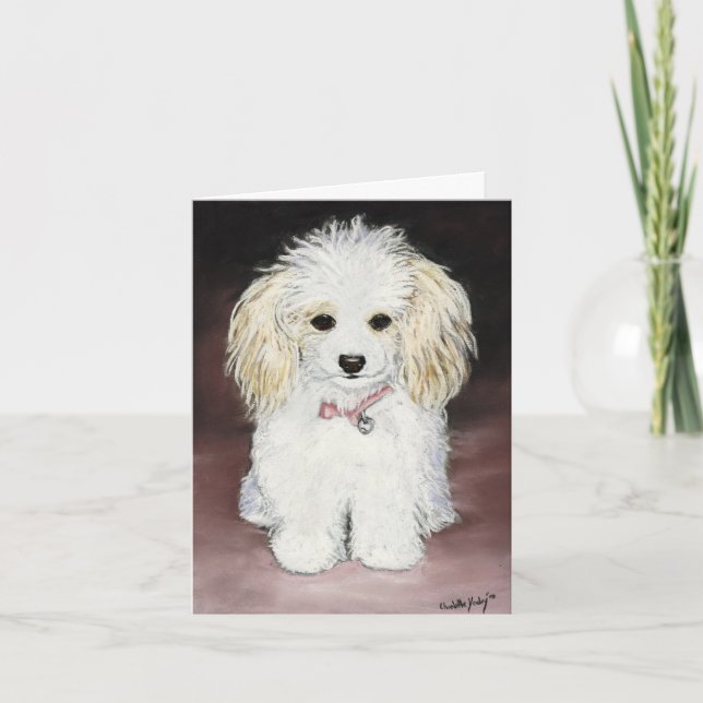 Toy Poodle Dog Art Notecard (Front)