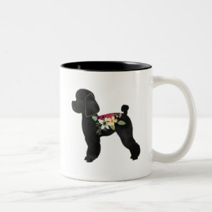 Toy Poodle Dog Breed Boho Floral Silhouette Two-Tone Coffee Mug