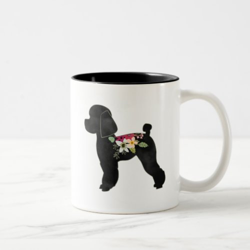 Toy Poodle Dog Breed Boho Floral Silhouette Two_Tone Coffee Mug