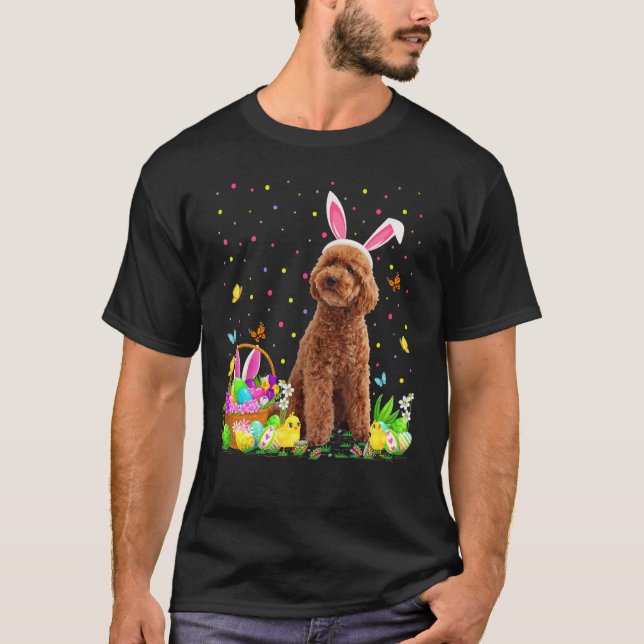 Toy Poodle Dog Easter Egg Hunting Toy Poodle Easte T-Shirt (Front)