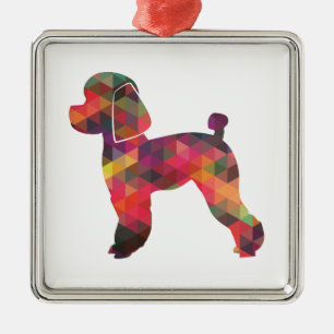 Toy Poodle Dog Geo Silhouette Multi Metal Ornament
