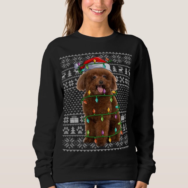 Toy Poodle Dog Lover Santa Hat Ugly Toy Poodle Chr Sweatshirt (Front)