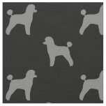 Toy Poodle Dog Silhouettes Pattern Grey and Black Fabric