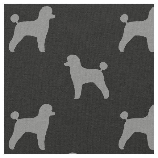 Toy Poodle Dog Silhouettes Pattern Grey and Black Fabric