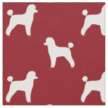 Toy Poodle Dog Silhouettes Pattern Red and White Fabric