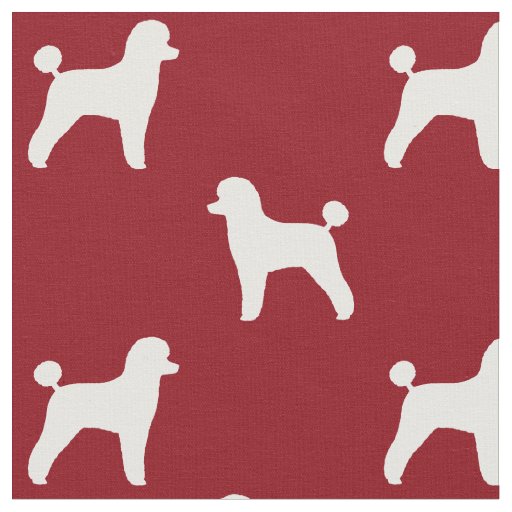 Toy Poodle Dog Silhouettes Pattern Red and White Fabric