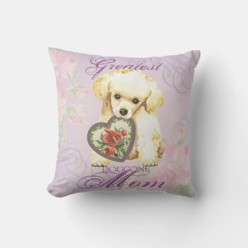 Toy Poodle Heart Mom Throw Pillow