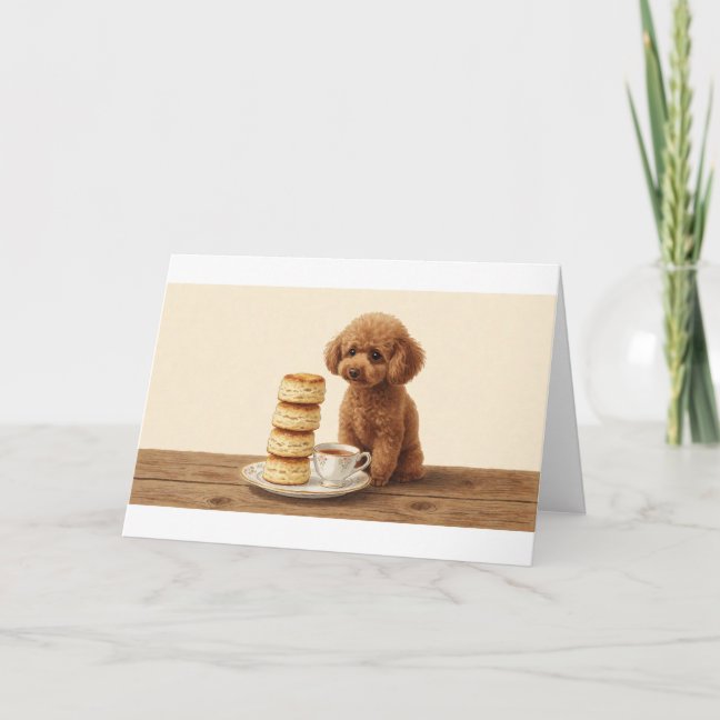 Toy Poodle High Tea Scone Stack Greeting Card