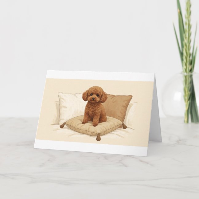 Toy Poodle Hotel Suite Pillow Greeting Card