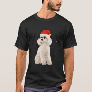 Toy Poodle In Christmas Santa Hat With Snow Fallin T-Shirt