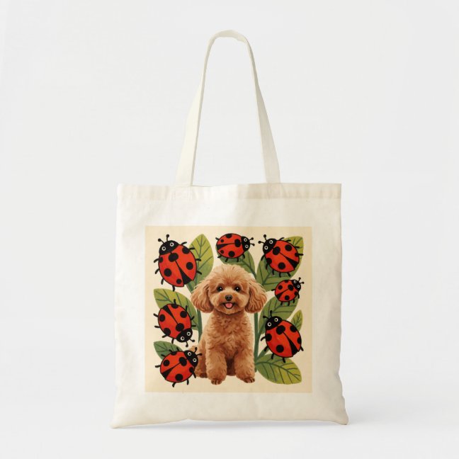 Toy Poodle Ladybug Leaf Friend Tote Bag