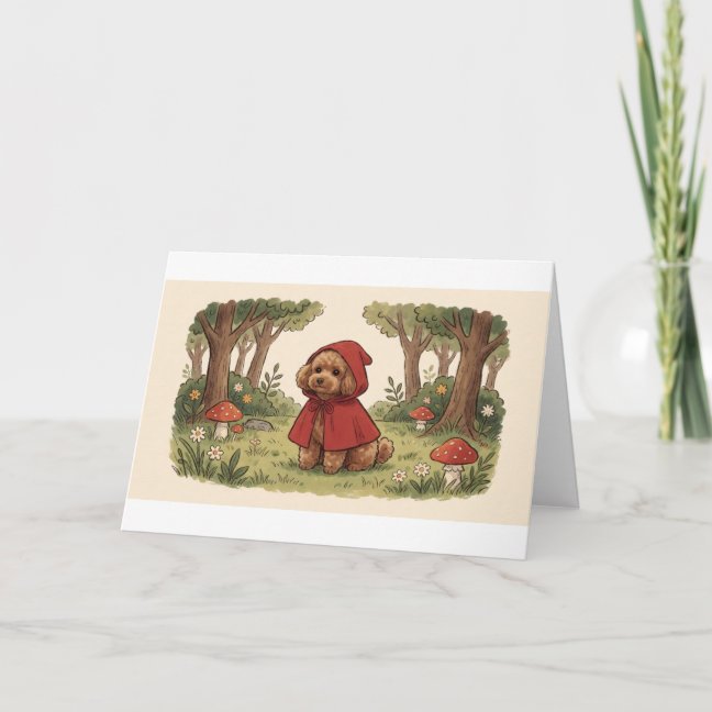 Toy Poodle Little Red Riding Hood Greeting Card