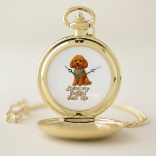 Toy Poodle � Living My Fluffin� Best Life Pocket Watch