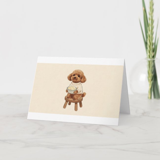 Toy Poodle Movie Night Popcorn Greeting Card