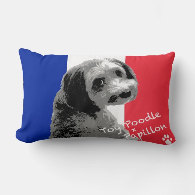 Toy Poodle × Papiyon Lumbar Pillow (Front)