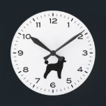 Toy Poodle Silhouette Black and White Round Clock<br><div class="desc">A fun wall clock for the home or office. Makes an original gift for Toy Poodle lovers. Check out Jenn’s Doodle World for even more decorative clocks and dog breed themed home decor.</div>