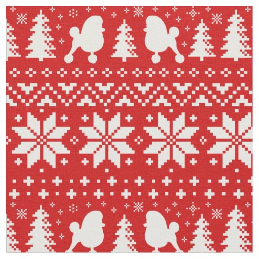 Toy Poodle Silhouettes Christmas Holiday Patterned Fabric