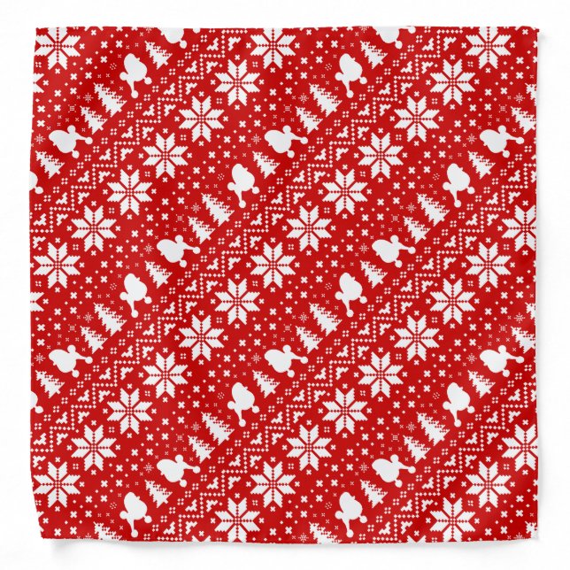 Toy Poodle Silhouettes Christmas Pattern Bandana (Front)