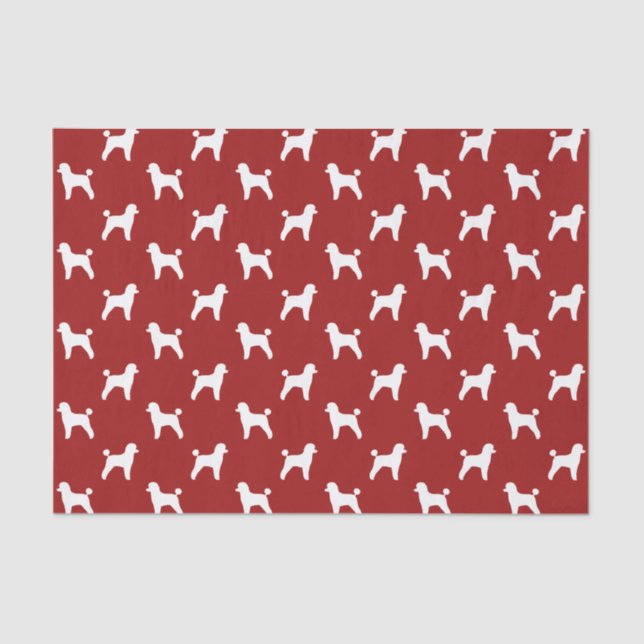Toy Poodle Silhouettes Pattern Red Tissue Paper (Front)