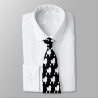 Toy Poodle Silhouettes Pattern White and Black