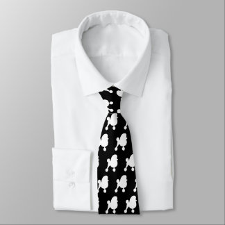Toy Poodle Silhouettes Pattern White and Black Tie