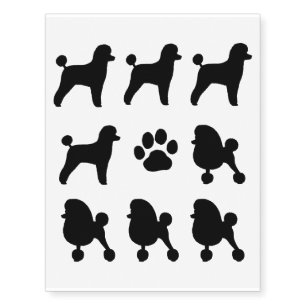 Toy Poodle Silhouettes Temporary Tattoos