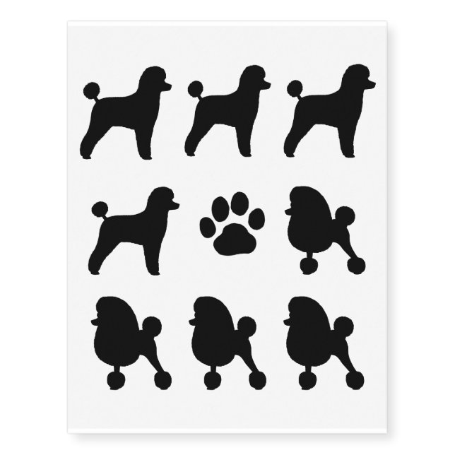 Toy Poodle Silhouettes Temporary Tattoos (Front)