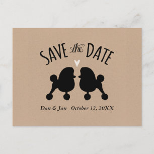 Toy Poodle Silhouettes Wedding Save the Date Announcement Postcard