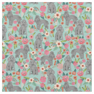 toy poodle vintage florals mint fabric