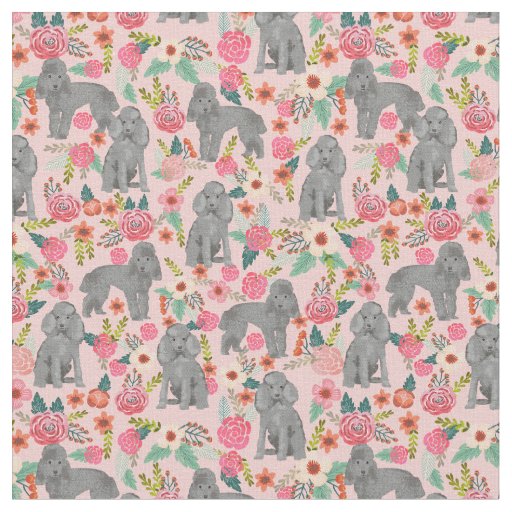 toy poodle vintage florals pink fabric