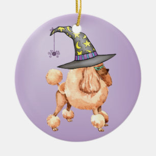 Toy Poodle Witch Ceramic Ornament