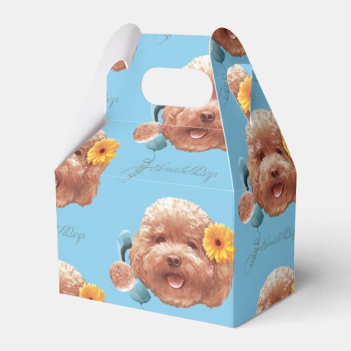 Toy Poodle with Flower and Phone Illustration Favor Boxes