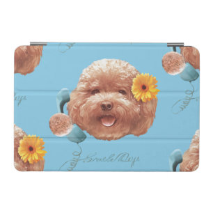 Toy Poodle with Flower and Phone Illustration iPad Mini Cover