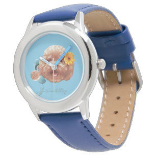 Toy Poodle with Flower and Phone Illustration Watch