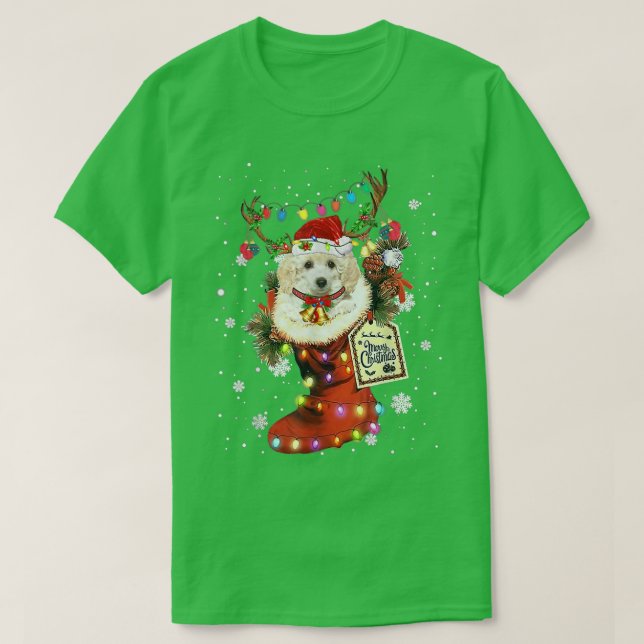 Toy Poodle Xmas Boot Christmas Sock Winter Snow  T-Shirt (Design Front)