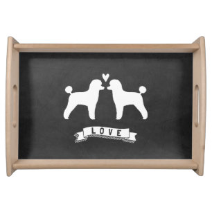 Toy Poodles Love - Dog Silhouettes w/ Heart Serving Tray