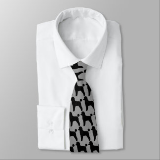 Toy Poodles Pattern Black and Grey Tie