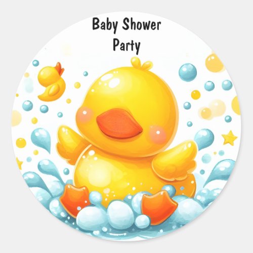 Toy Pool Foam Bash Twin Rubber Duck Baby Shower Classic Round Sticker