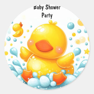 Toy Pool Foam Bash Twin Rubber Duck Baby Shower Classic Round Sticker