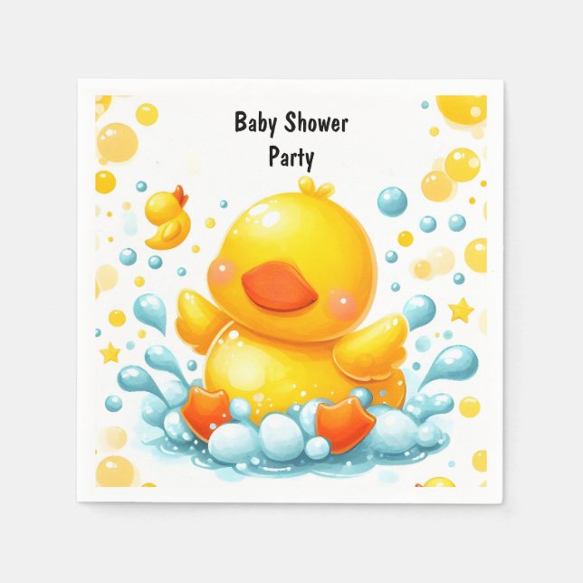 Toy Pool Foam Bash Twin Rubber Duck Baby Shower Napkins (Front)