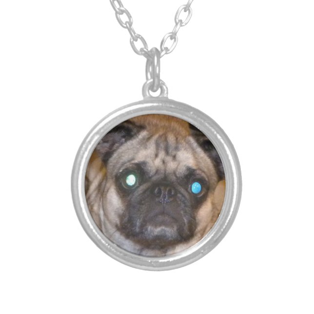 Toy Pug Silver Plated Necklace (Front)