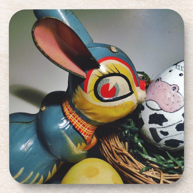 Toy Rabbit and  cow egg Beverage Coaster (Front)