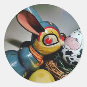 Toy Rabbit and cow egg Classic Round Sticker