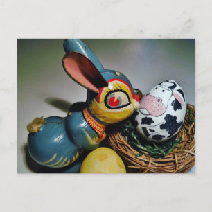 Toy Rabbit and cow egg Postcard