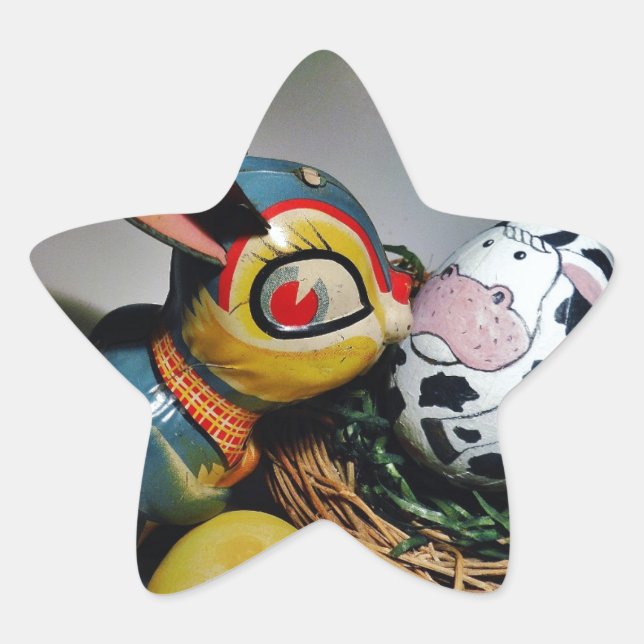Toy Rabbit and  cow egg Star Sticker (Front)