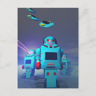 Toy Robos on the Attack Postcard