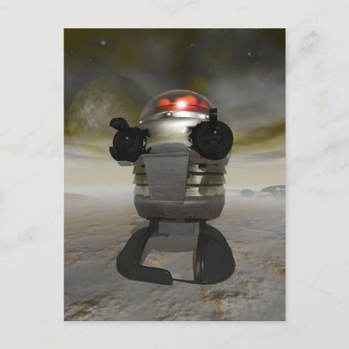 Toy robot on an Alien planet Postcard